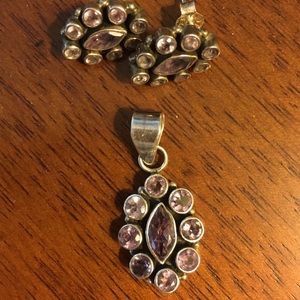 Amethyst earrings and pendant